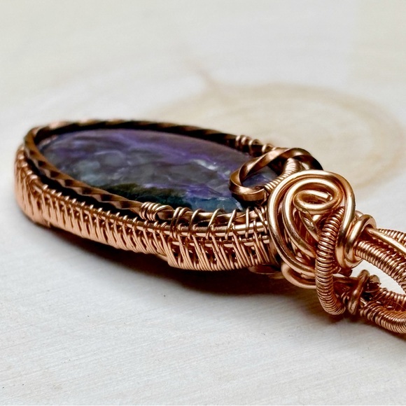 Charoite Wire Wrap Pendant - Picture 7 of 9